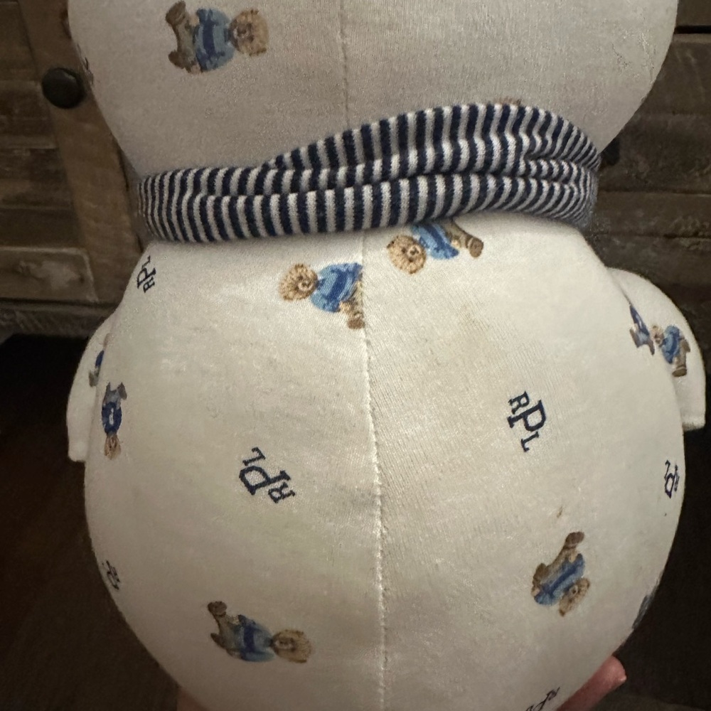 Ralph Lauren Cream Teddy Bear with Striped Scarf - Picture 8 of 8